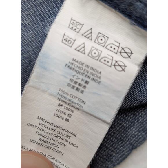 Michael Kors Mens Slim Fit Denim Button Down Shirt - XL Short Sleeve Jean - Picture 6 of 7